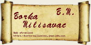 Borka Milisavac vizit kartica